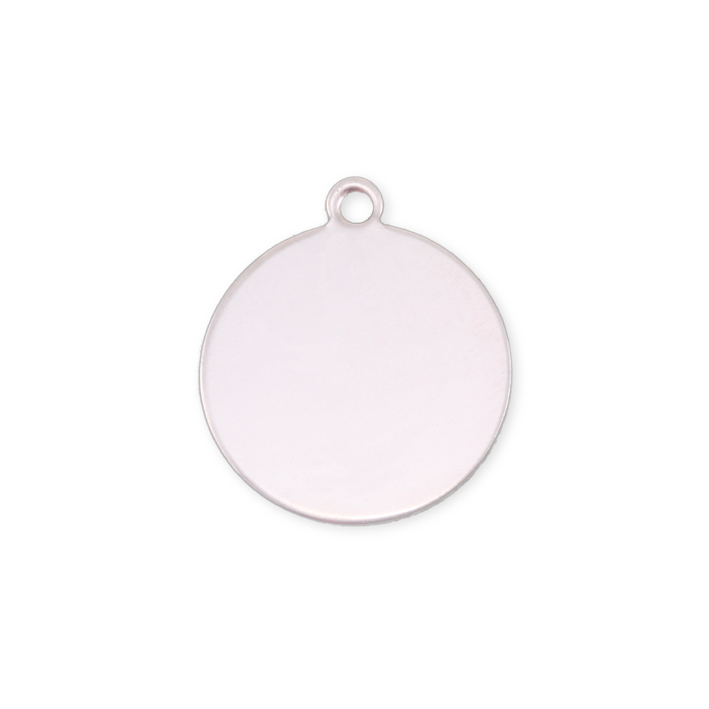 Metal Stamping Blanks Sterling Silver Round, Disc, Circle with Top Loop, 9.5mm (.37"), 24g, Pack of 5